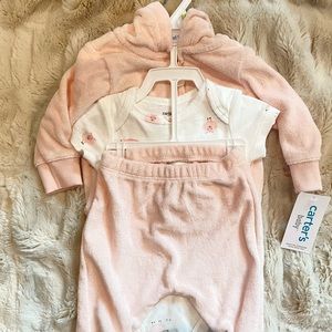 Carter’s 3 piece pink + white sheep outfit.